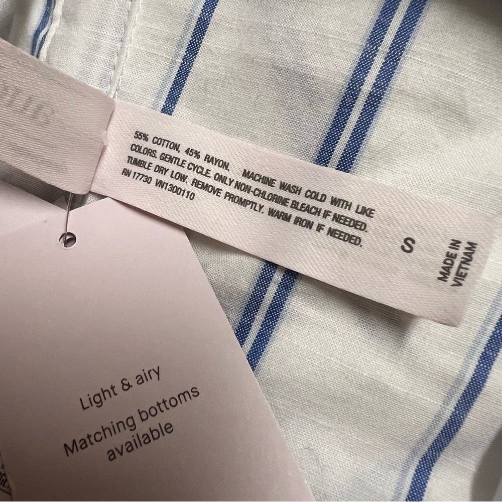 🌸2/$20 NWT Auden Blue and White Striped Button-Down Pajama Shirt Size S - Picture 4 of 5